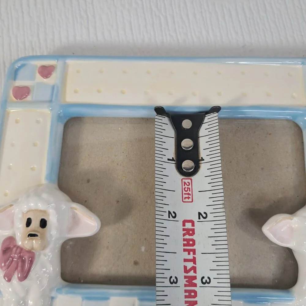 Daisy Kingdom picture frame sheep‎ lamb ceramic baby photo TerraGrafics Vintage